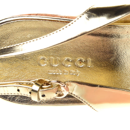 Gucci Miroir Calfskin Grease Cork Slingback Platform High Heel Sandals 37 Platino 6 of 11
