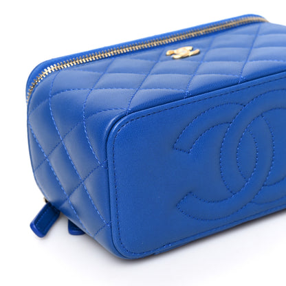 Chanel Lambskin Quilted Pearl Crush Small Vanity Case With Chain Blue 8 of 9