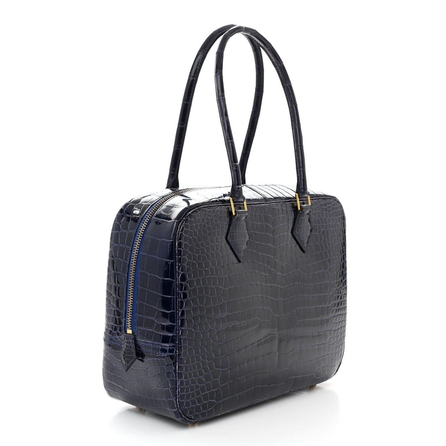 Shiny Niloticus Crocodile Plume Bleu Encre
