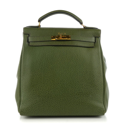 Hermes Buffle Gala Kelly Ado Backpack 28 Vert Olive 1 of 15
