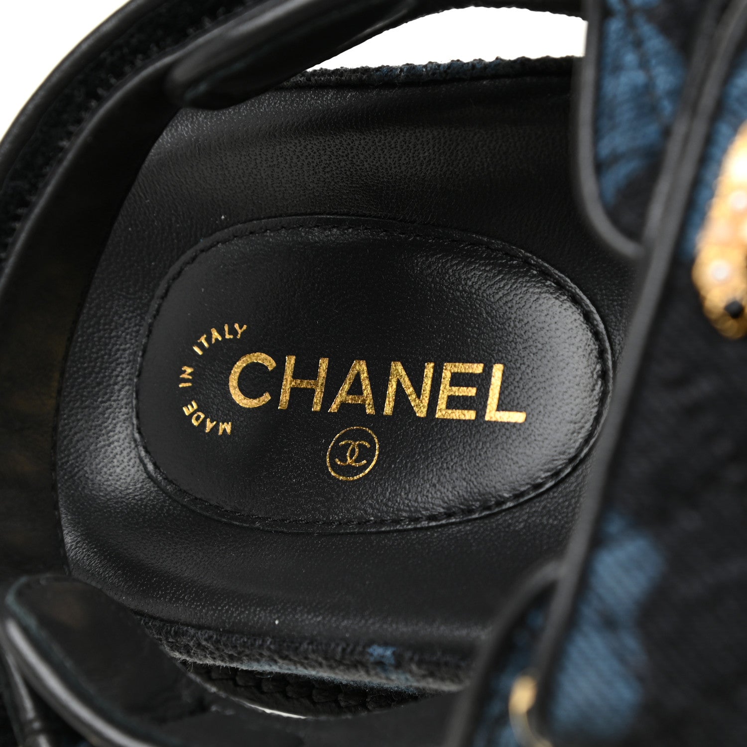 Chanel Denim Velcro Dad Sandals 37 Dark Grey Blue Black 11 of 12