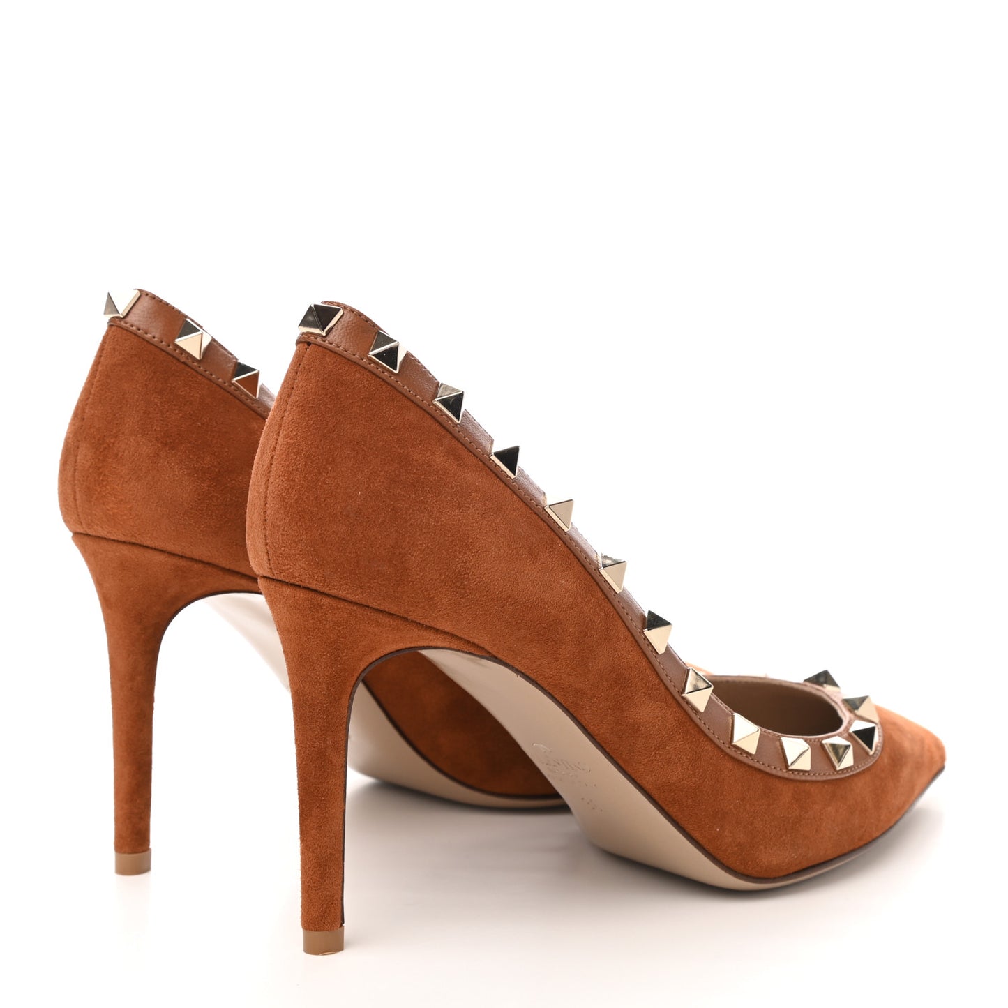Suede Rockstud 85mm Pumps 36 Camel