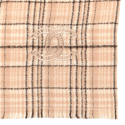 Chanel Cashmere CC Plaid Scarf Beige 4 of 5