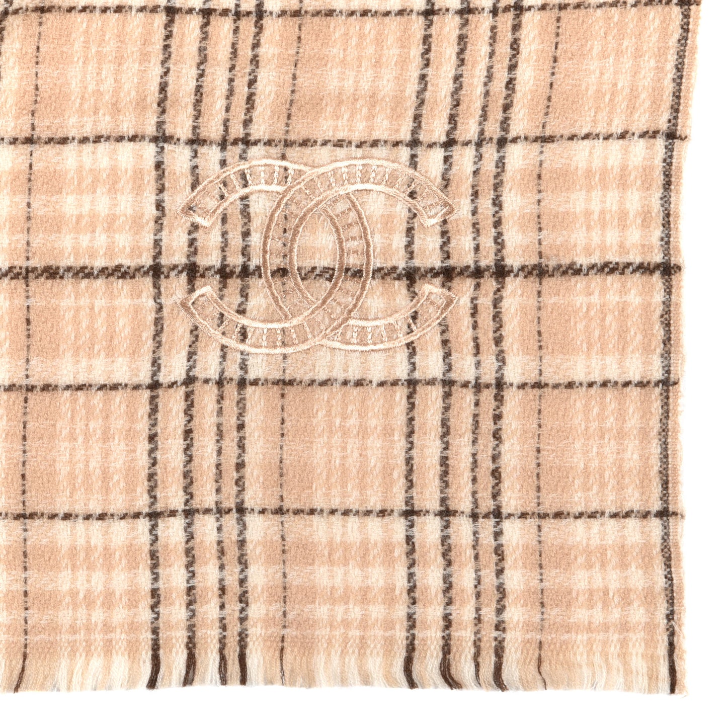 Cashmere CC Plaid Scarf Beige