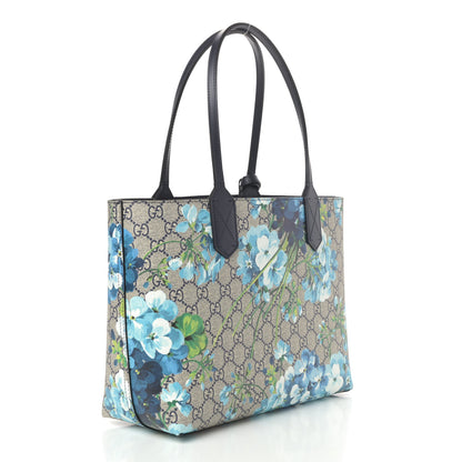 Gucci GG Supreme Monogram Blooms Small Reversible Tote Beige Blue Navy 3 of 5