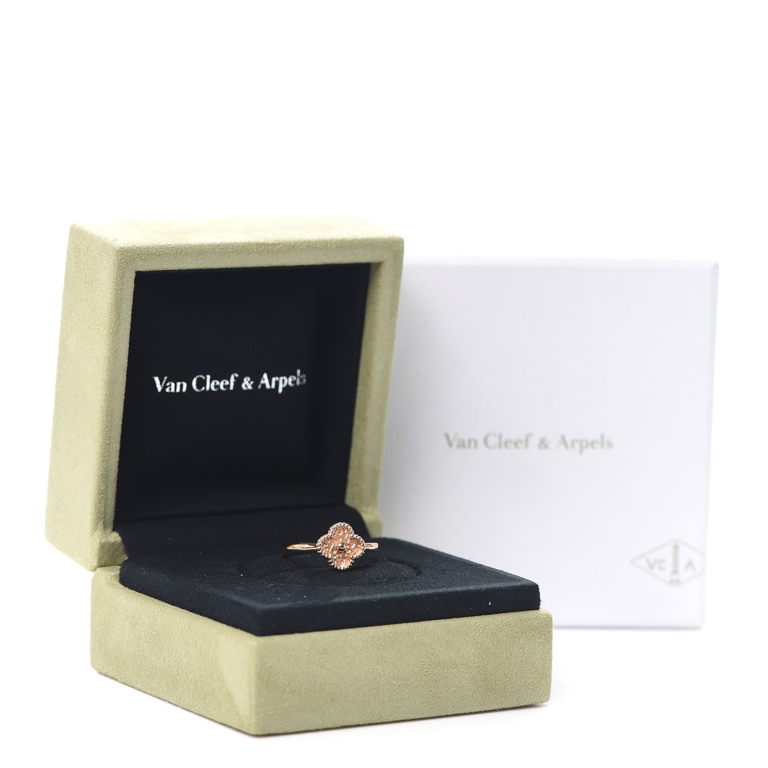 Van Cleef & Arpels 18K Rose Gold Sweet Alhambra Ring 50 5.5 6 of 6