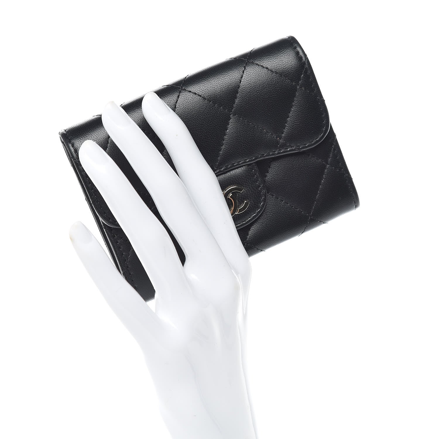 Chanel Lambskin Quilted Flap Card Holder Wallet Black 2 of 10
