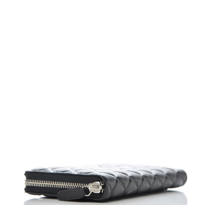 Chanel Caviar Quilted Diamond CC Gusset Zip Around Wallet Black 4 of 11