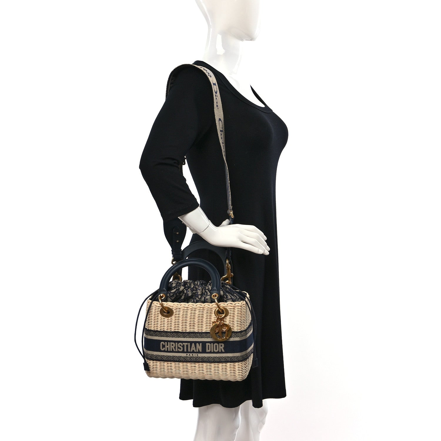 Christian Dior Wicker Oblique Medium Lady Dior Bag Blue 2 of 9