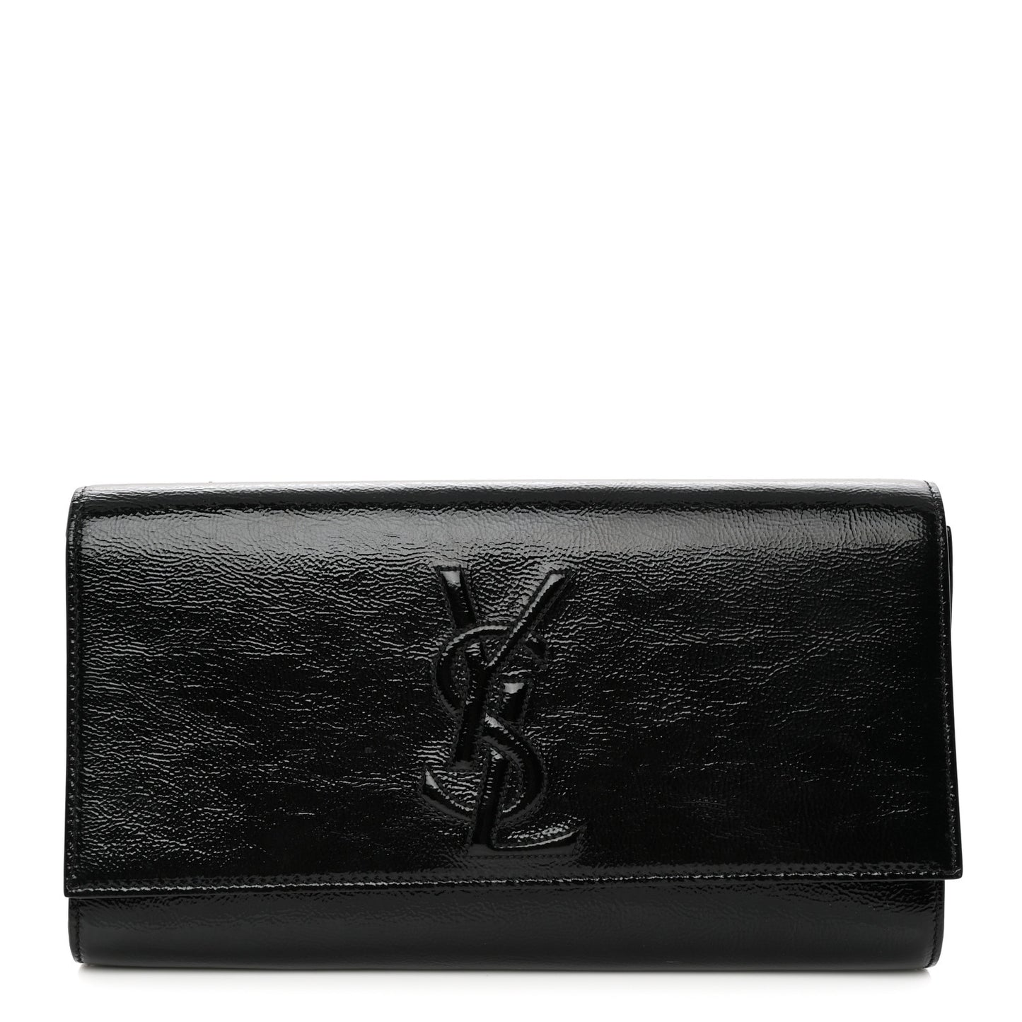 Textured Patent Monogram Large Belle De Jour Clutch Black