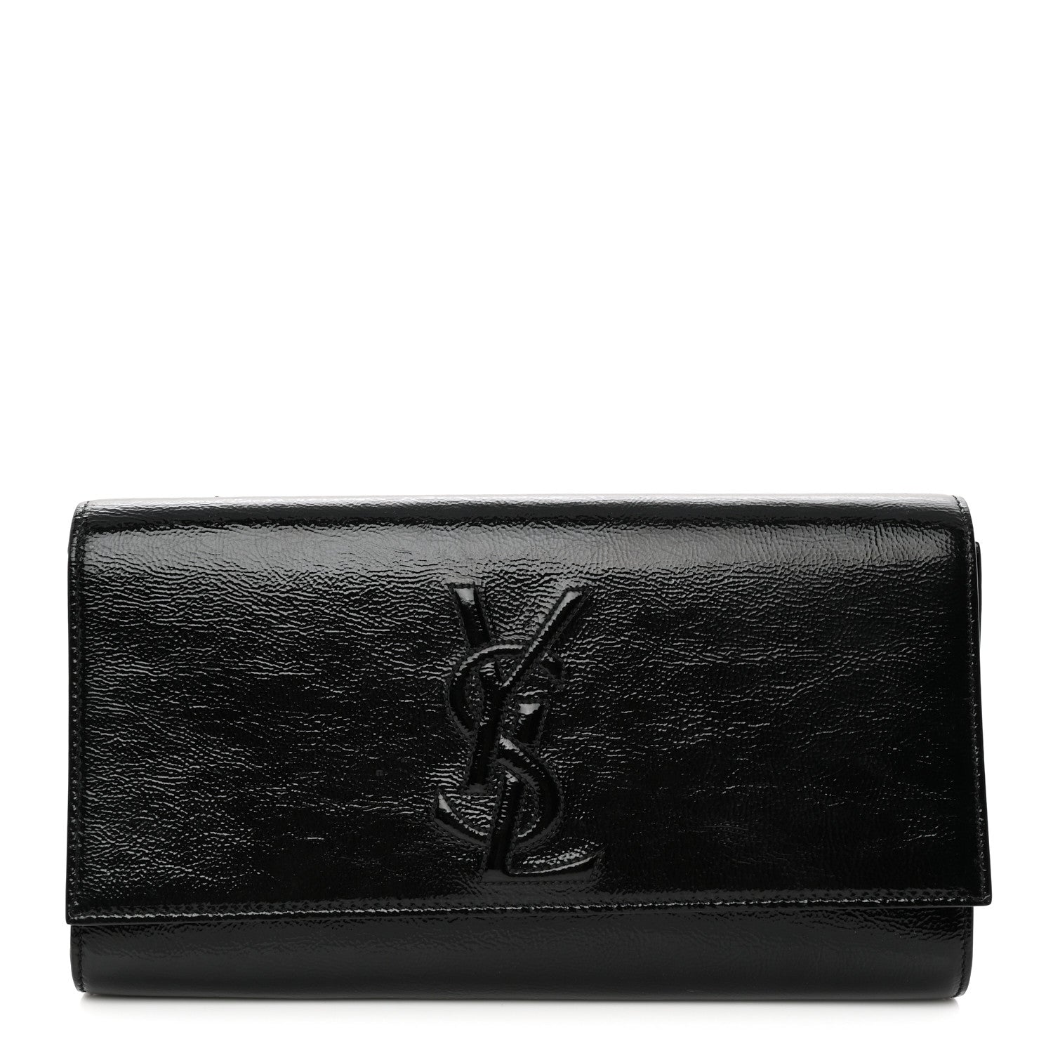 Saint Laurent Textured Patent Monogram Large Belle De Jour Clutch Black 1 of 9