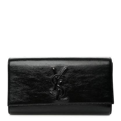 Saint Laurent Textured Patent Monogram Large Belle De Jour Clutch Black 1 of 9