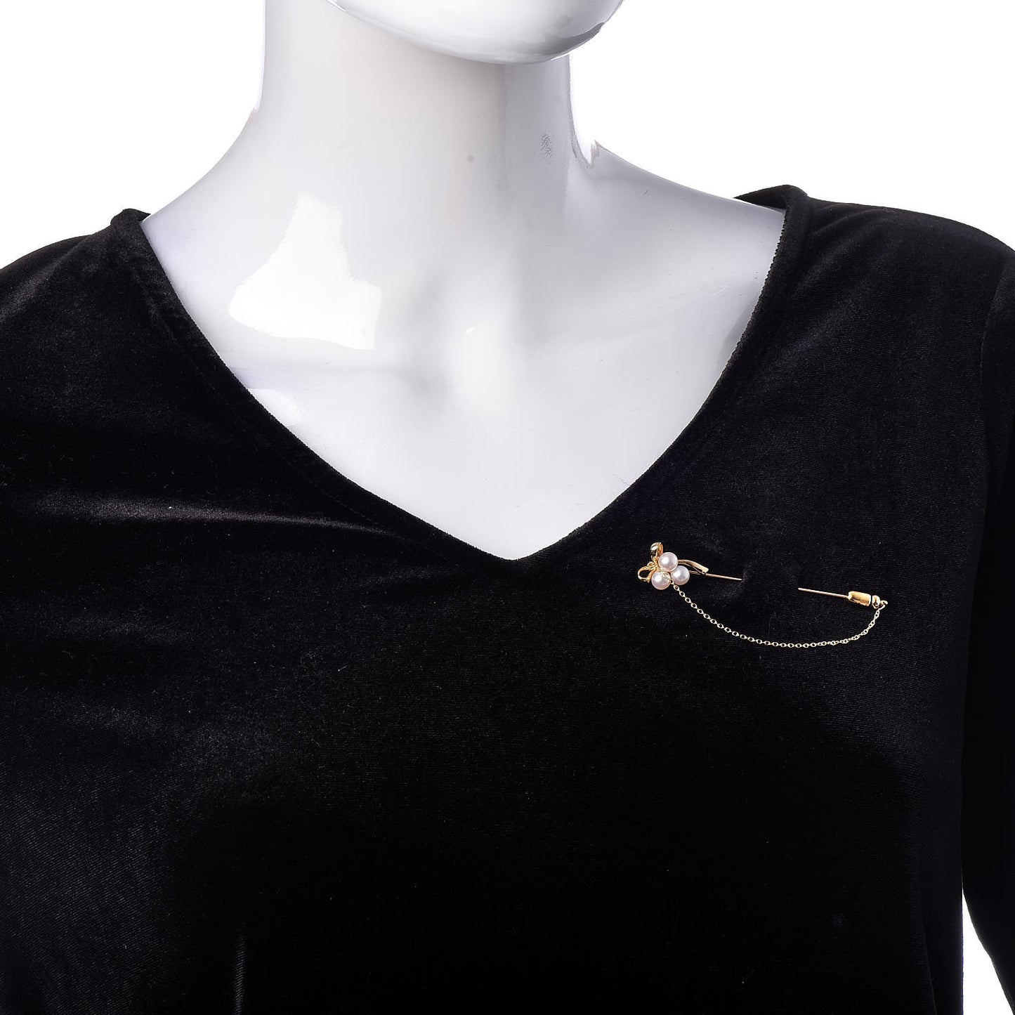 18K Yellow Gold Akoya Pearl 5.5mm Stick Pin Brooch