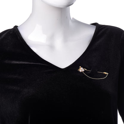Mikimoto 18K Yellow Gold Akoya Pearl 5.5mm Stick Pin Brooch 2 of 4