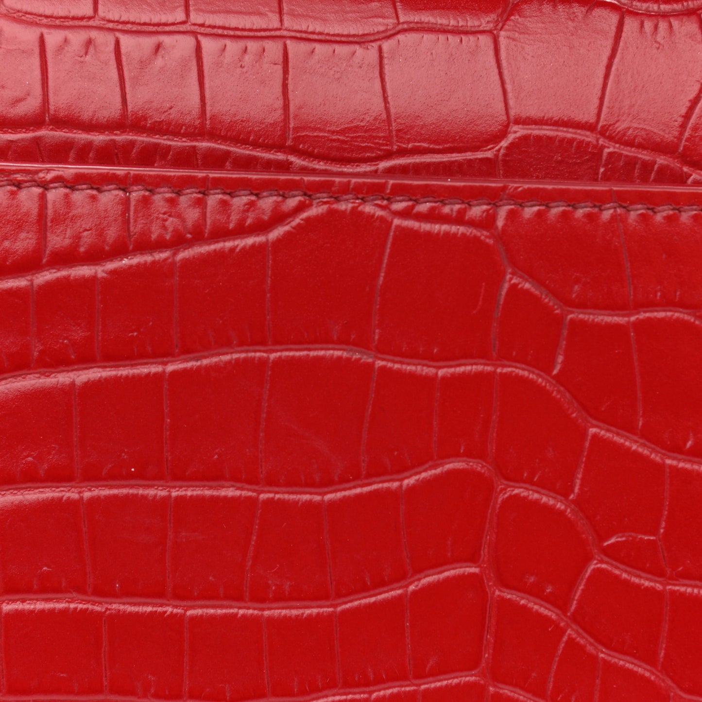 Calfskin Crocodile Embossed Monogram Sunset Chain Wallet Rouge Eros