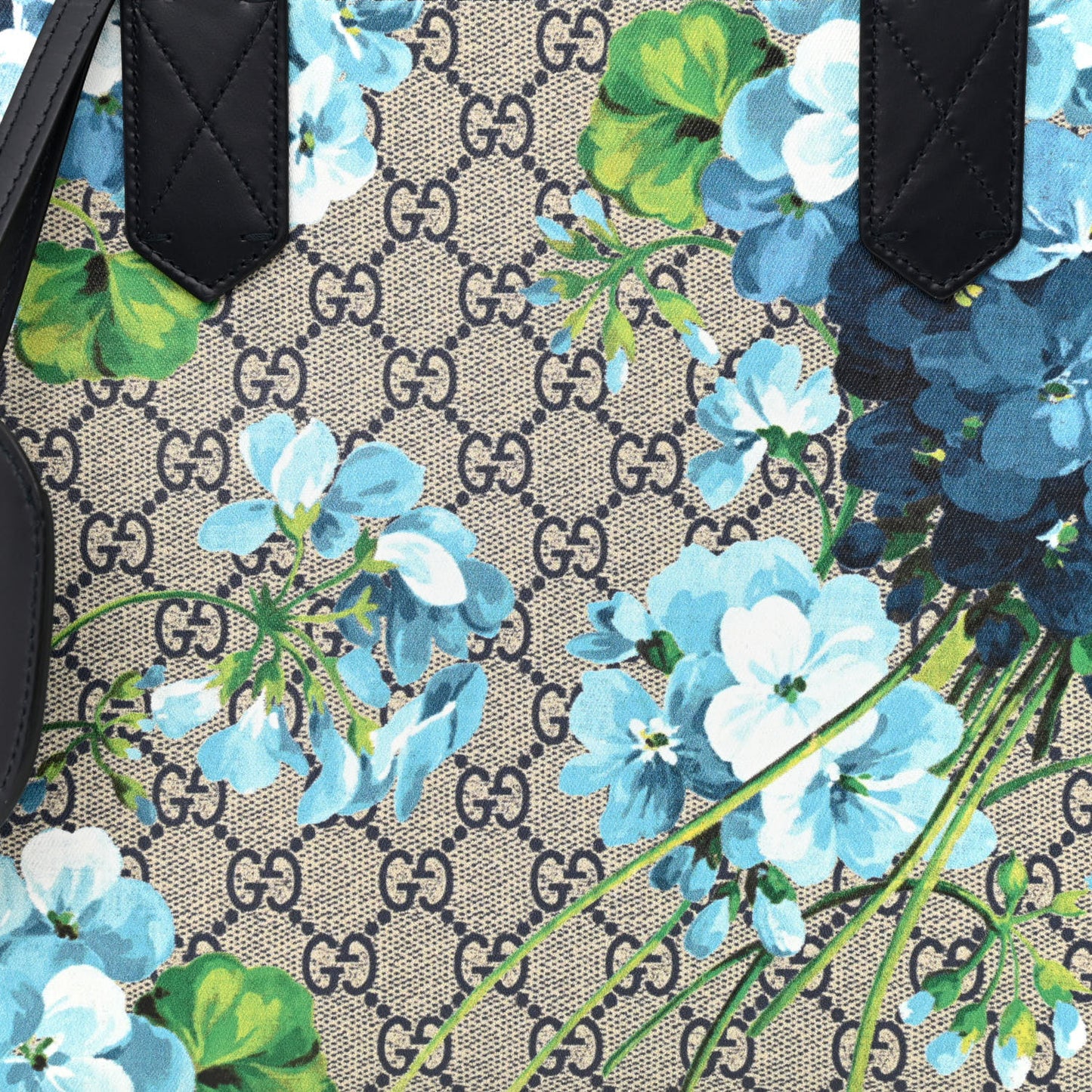 GG Supreme Monogram Blooms Small Reversible Tote Beige Blue Navy