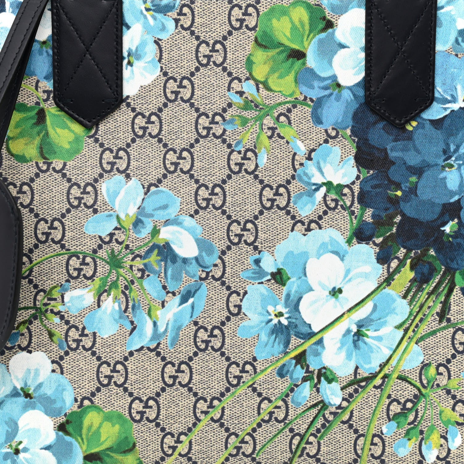 Gucci GG Supreme Monogram Blooms Small Reversible Tote Beige Blue Navy 7 of 17