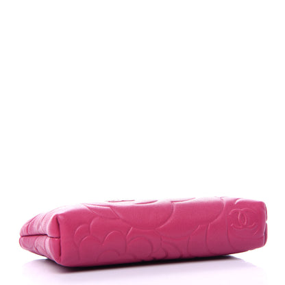 Chanel Lambskin Camellia Embossed Key Holder Case Fuchsia 4 of 8