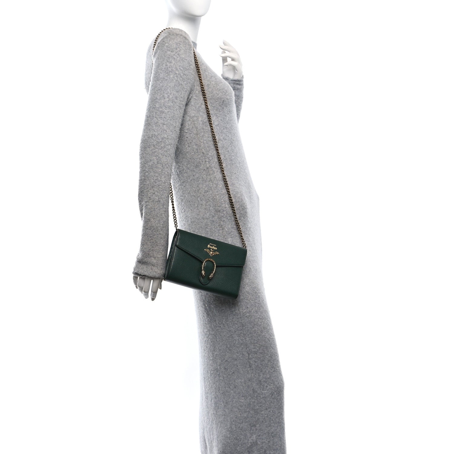 Gucci Calfskin Garden Dionysus Chain Wallet Emerald 2 of 11