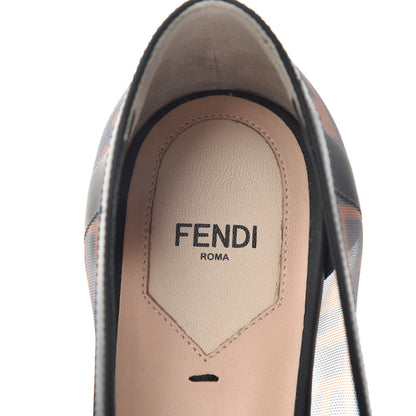 Fendi Mesh FF Skimmer Ballerina Flats 39 Tobacco Moro Black 8 of 10