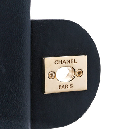 Chanel Calfskin Quilted Top Handle Single Flap Navy 7 of 11