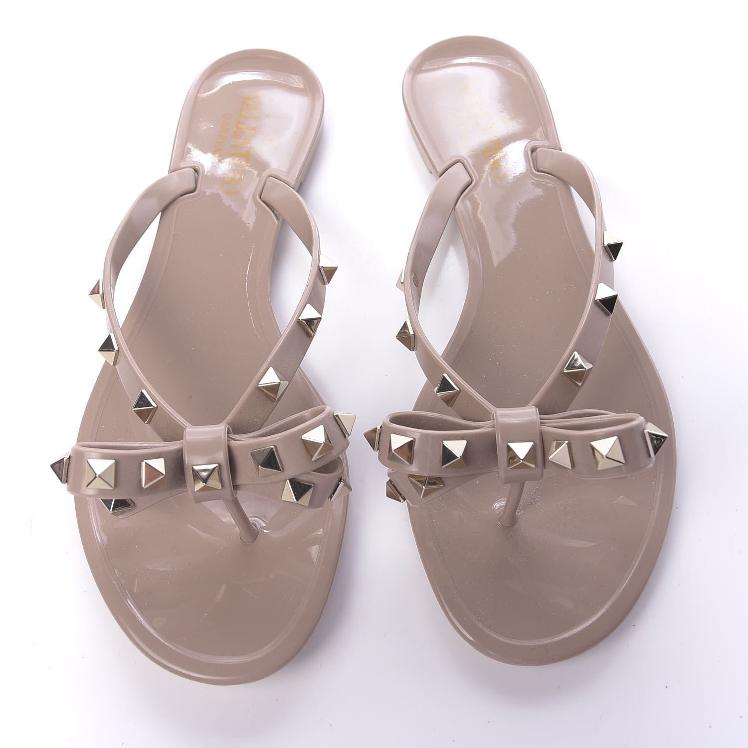 Valentino Garavani PVC Jelly Rockstud Bow Thong Sandals 38 Poudre 4 of 8