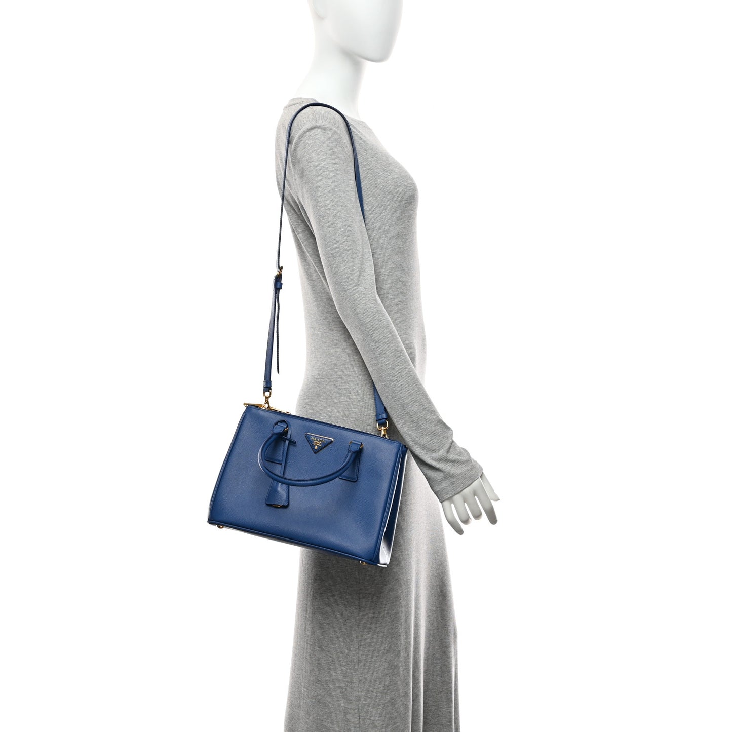 Saffiano Lux Small Galleria Double Zip Tote Bluette