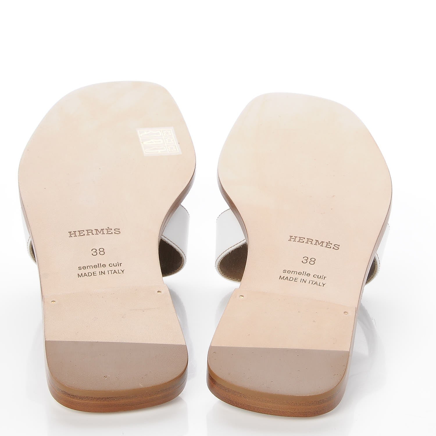 Hermes Box Calfskin Oran Sandals 38 White 5 of 8
