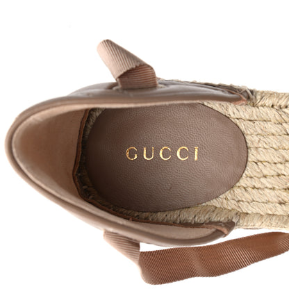 Gucci Nappa Matelasse GG Marmont Ankle Wrap Platform 35/120mm Espadrille Wedges 39.5 Porcelain Rose 7 of 11