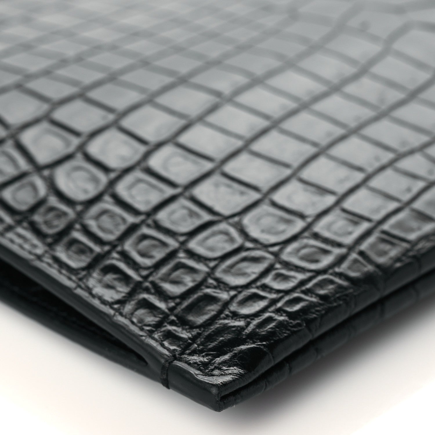Saint Laurent Calfskin Crocodile Embossed Zip Mini Tablet Sleeve Black 10 of 10