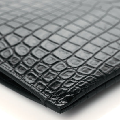Saint Laurent Calfskin Crocodile Embossed Zip Mini Tablet Sleeve Black 10 of 10