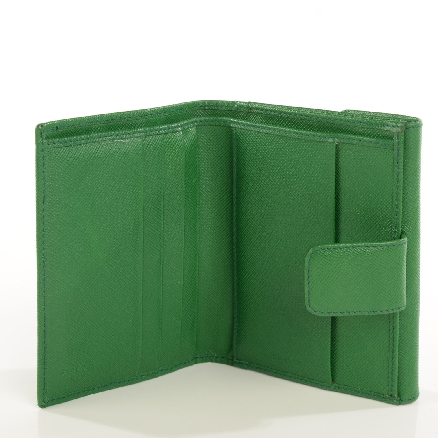 Prada Saffiano Metal Compact Wallet Verde 5 of 9