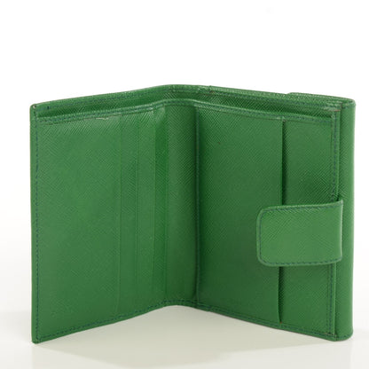 Prada Saffiano Metal Compact Wallet Verde 5 of 9