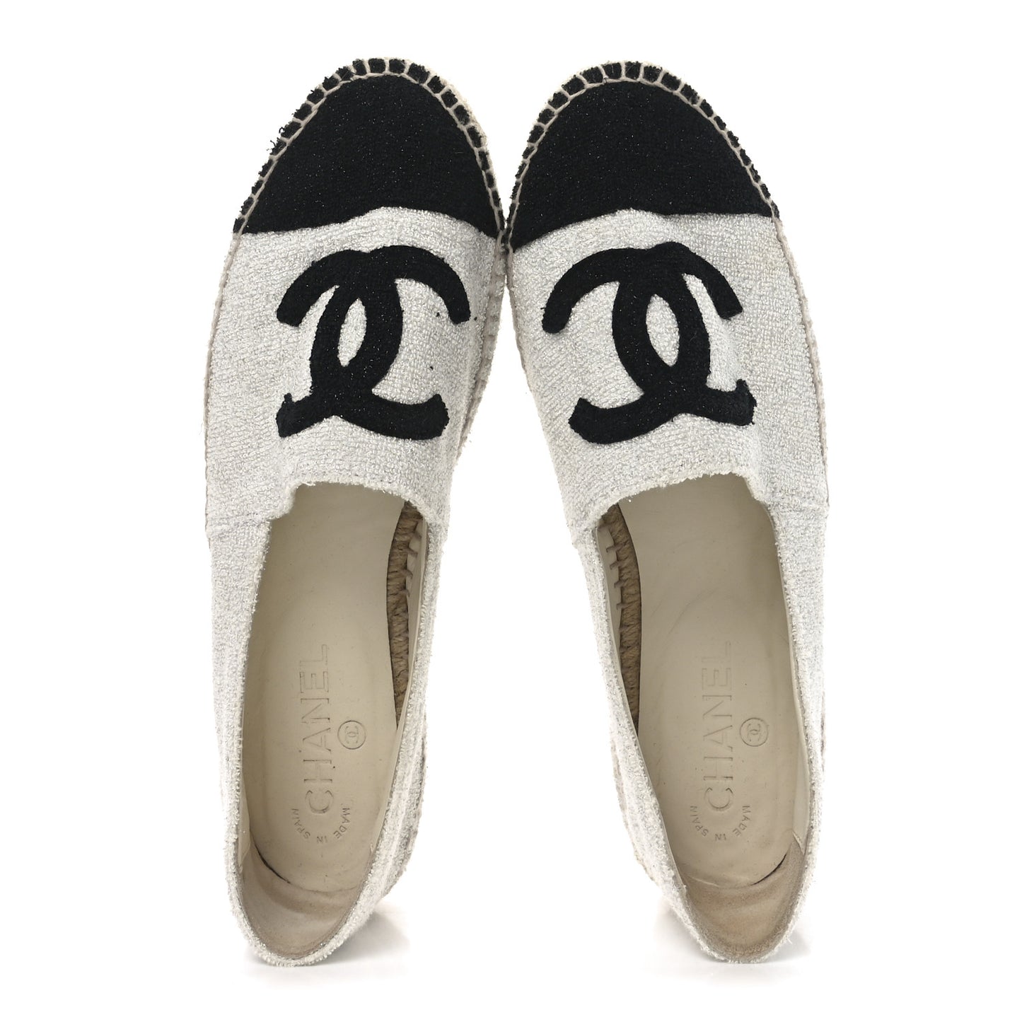 Terry Cloth CC Espadrilles 41 Silver Black