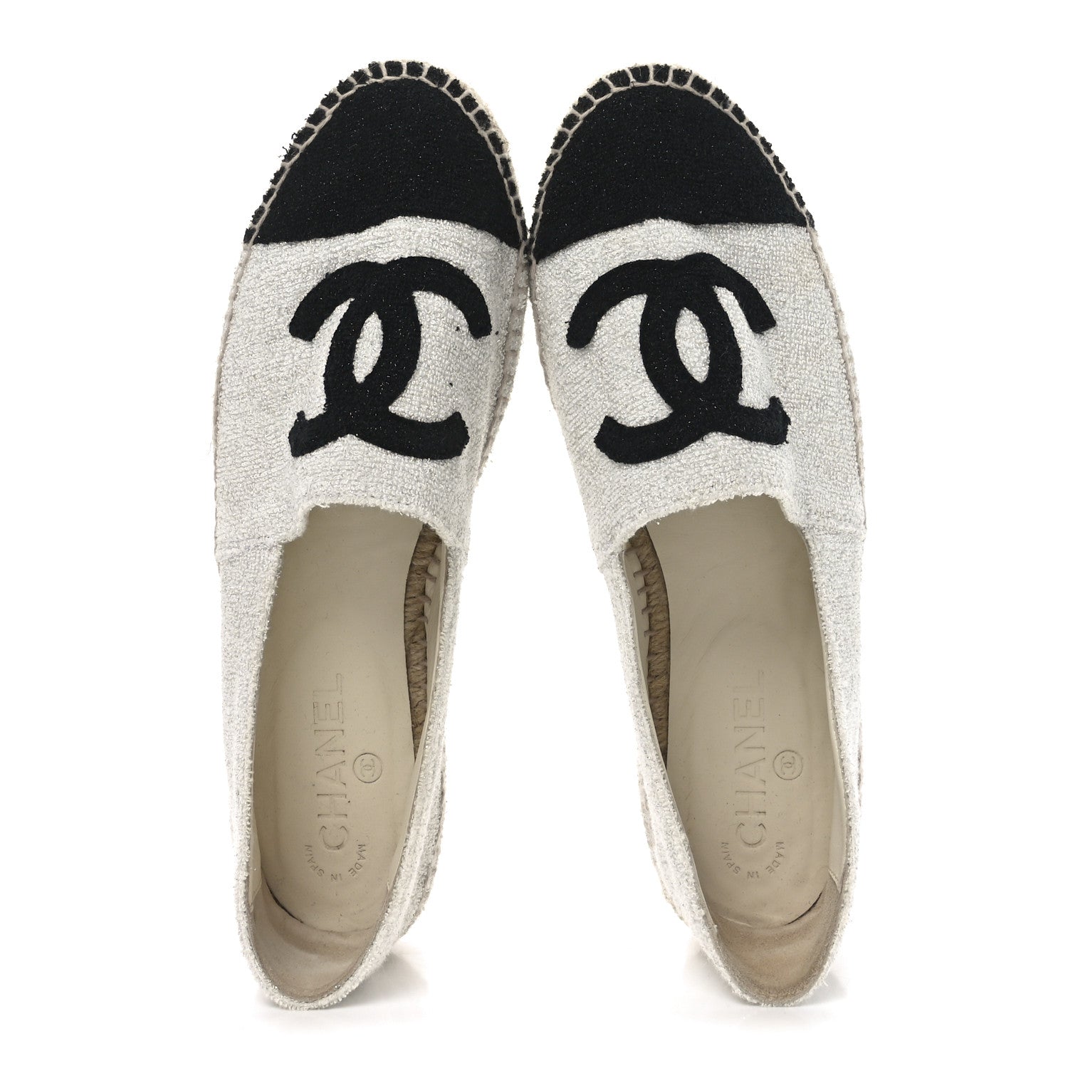 Chanel Terry Cloth CC Espadrilles 41 Silver Black 2 of 8