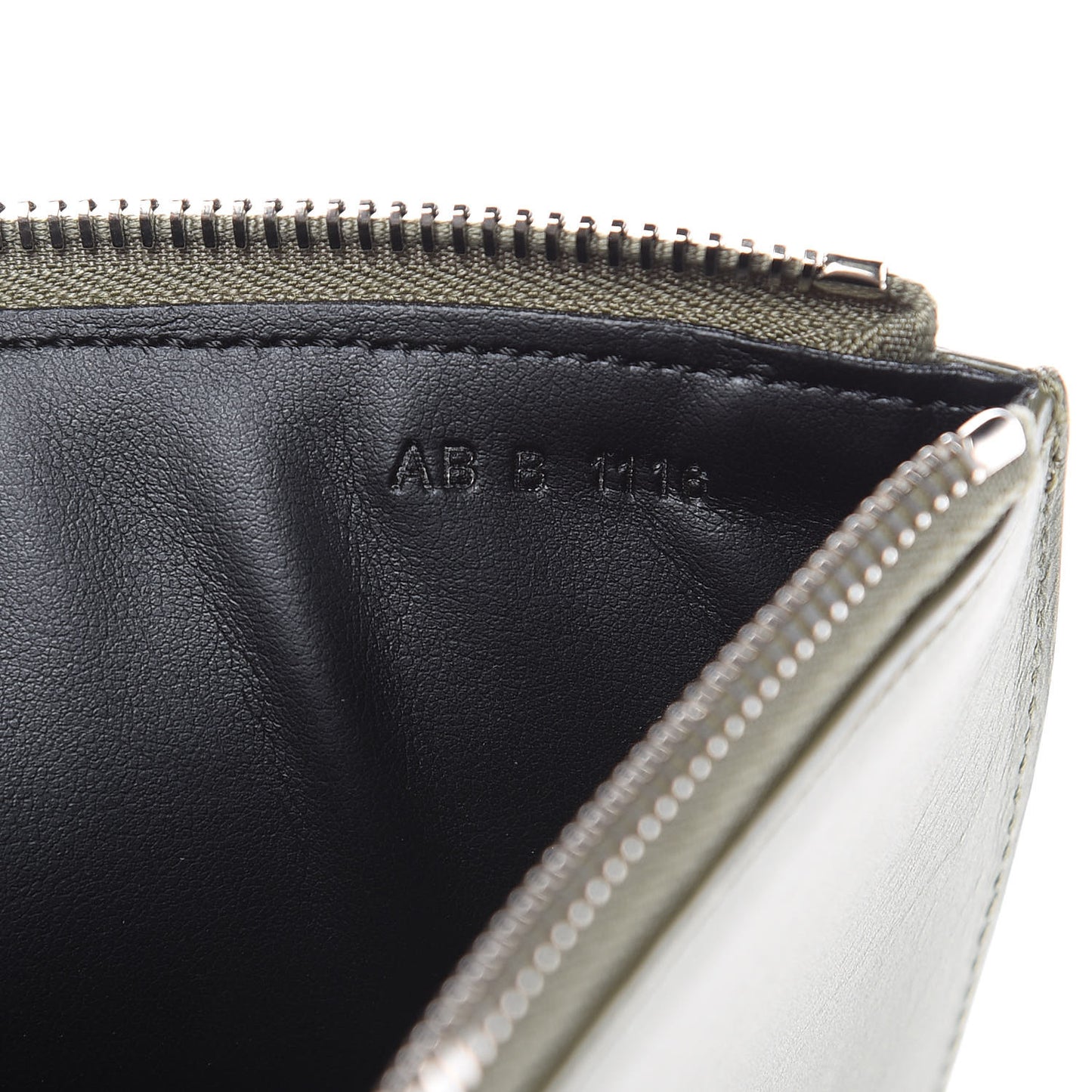 Calfskin Egyptian Print Zip Pouch Olive
