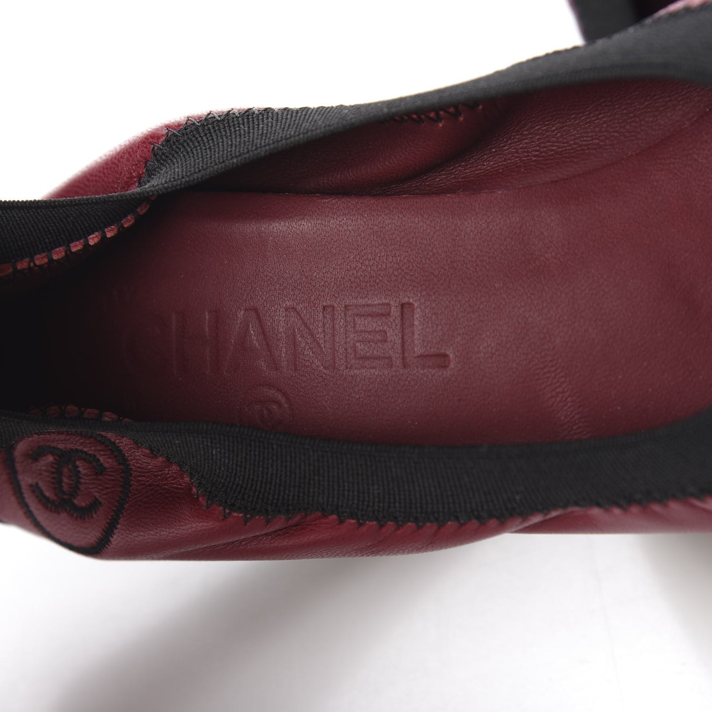 Lambskin CC Elastic Stretch Pumps 38.5 Red Black
