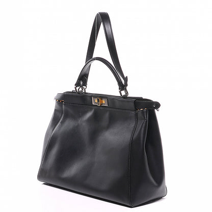 Fendi Calfskin Calf Hair Leopard Print Large Peekaboo Iconic Satchel Black 12 of 13