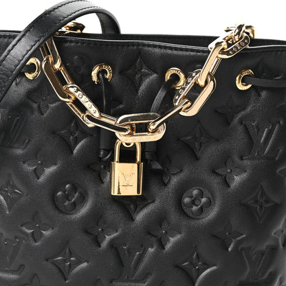 Louis Vuitton Lambskin Embossed Monogram Coussin Bucket Black Black 7 of 9