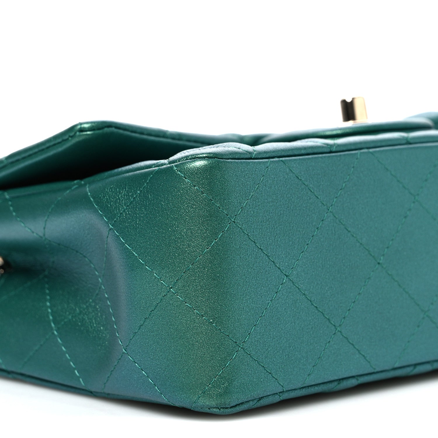 Chanel Iridescent Lambskin Quilted Mini Rectangular Flap Green 9 of 10