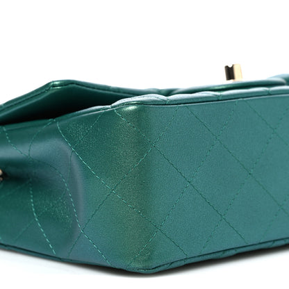 Chanel Iridescent Lambskin Quilted Mini Rectangular Flap Green 9 of 10