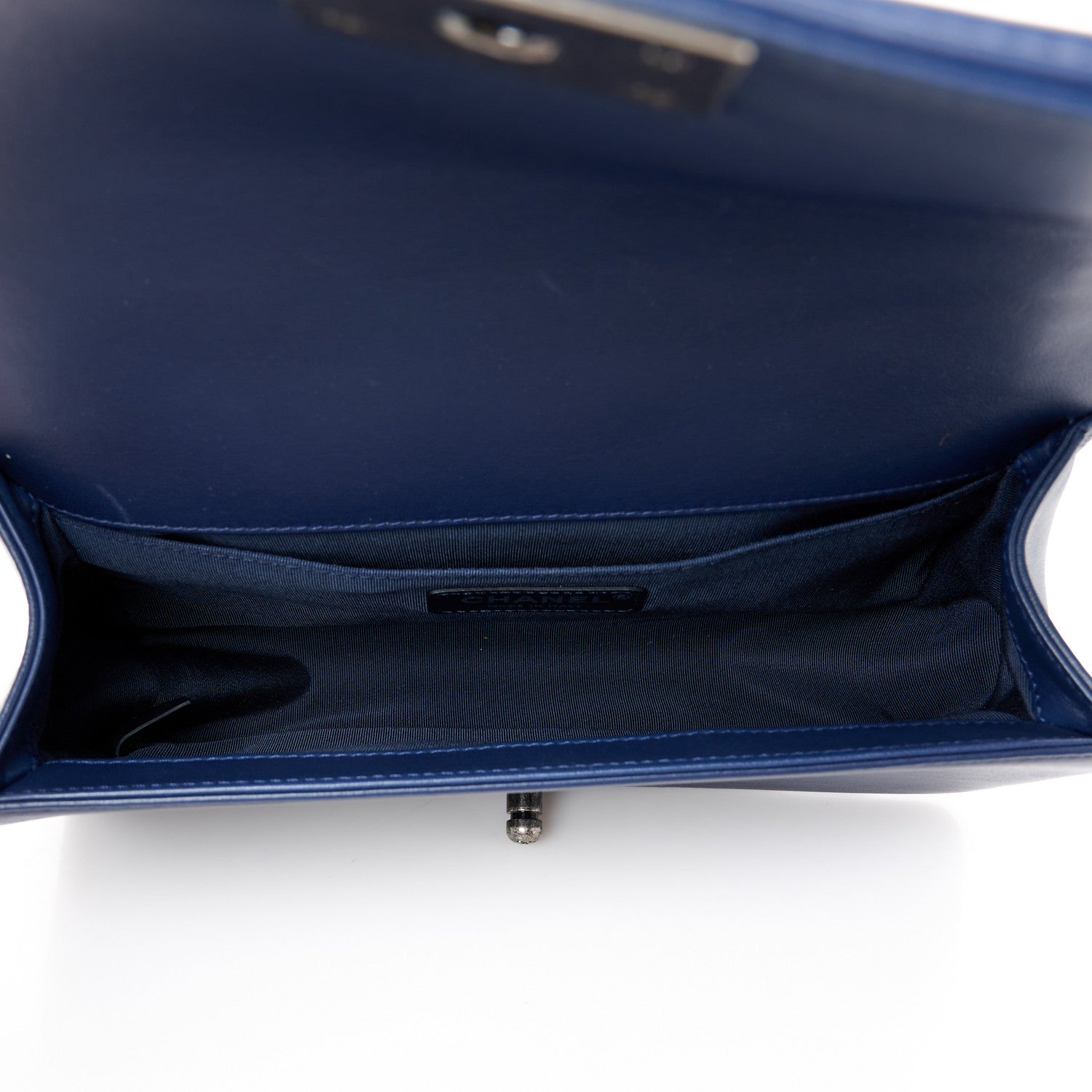 Chanel Lambskin Tweed Double Stitch Medium Boy Flap Navy Blue 5 of 11