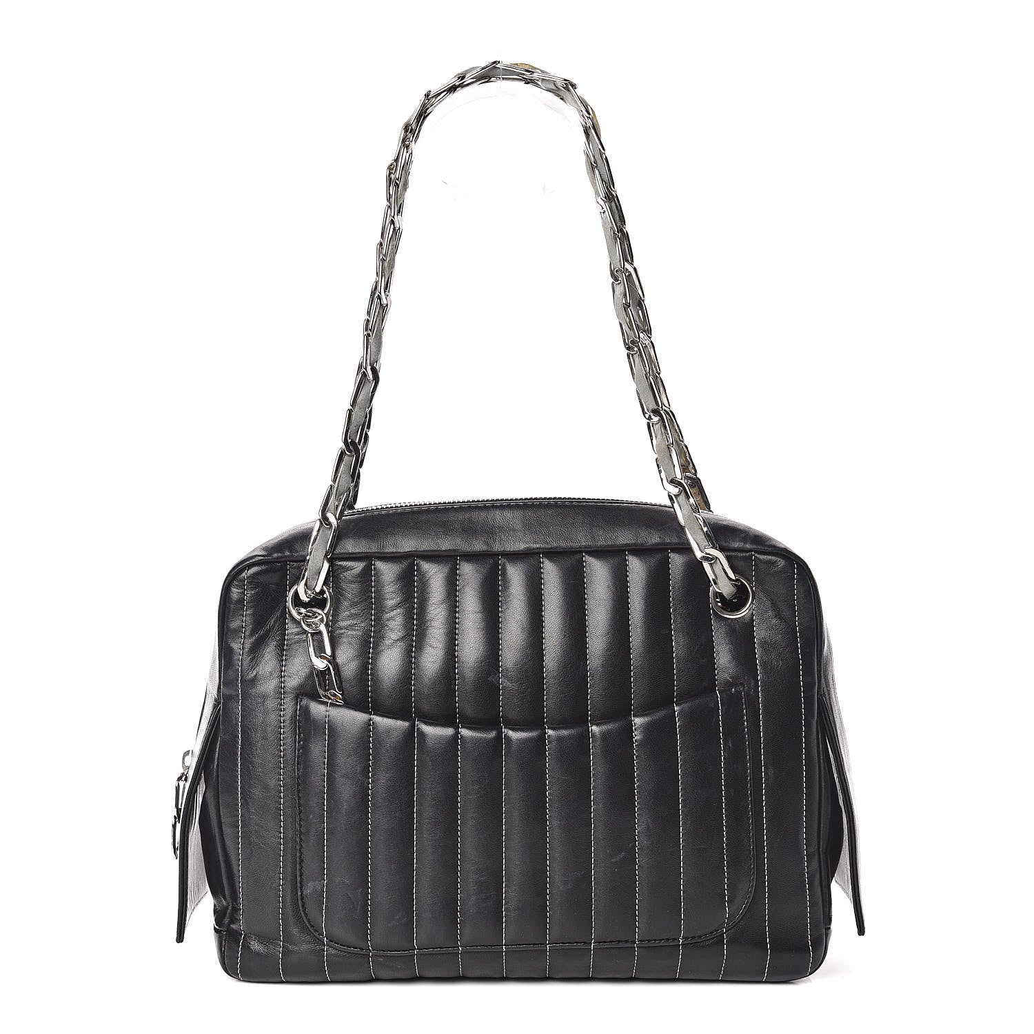 Chanel Lambskin Vertical Quilted Mademoiselle Camera Case Black 3 of 14