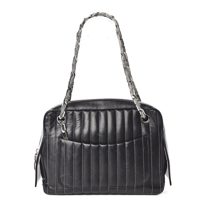 Chanel Lambskin Vertical Quilted Mademoiselle Camera Case Black 3 of 14