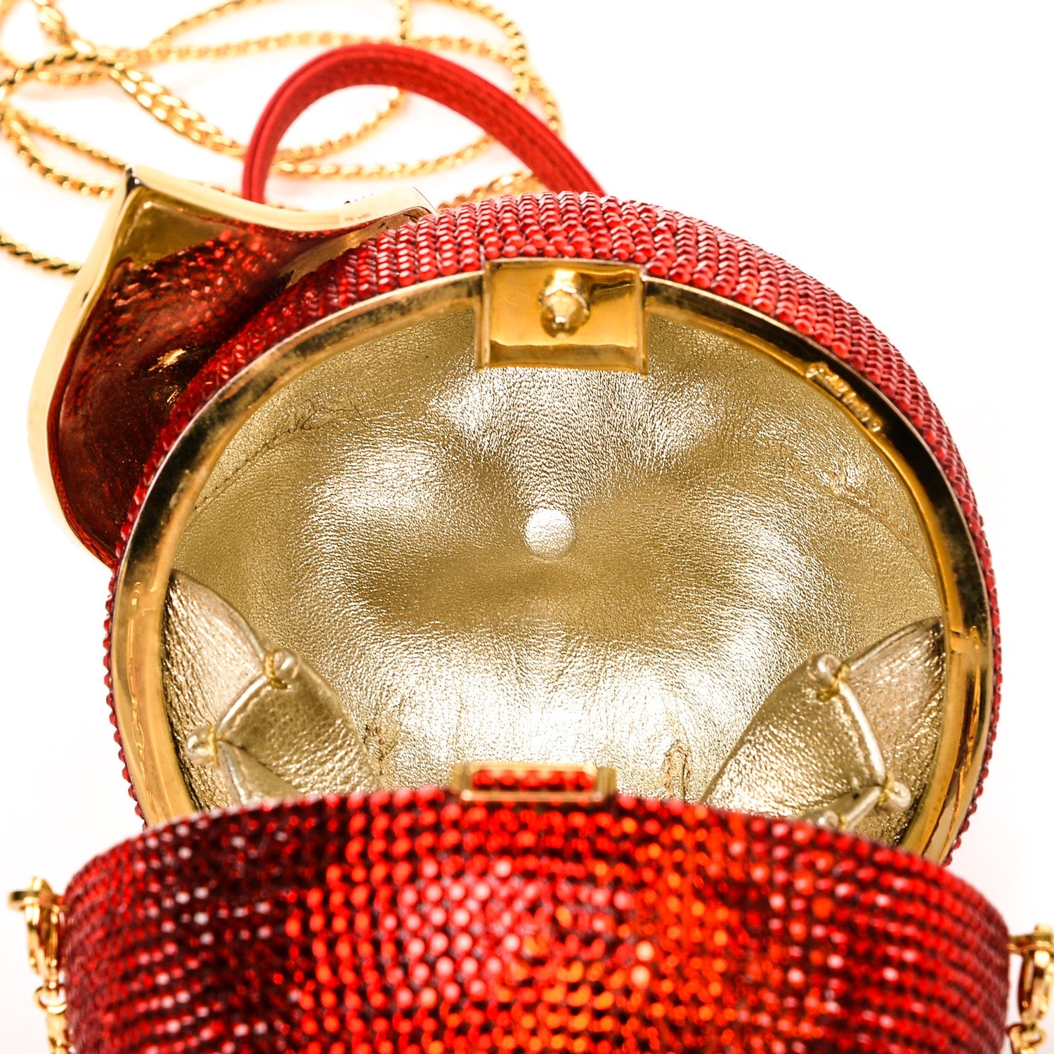 Judith Leiber Swarovski Crystal Apple Minaudiere Clutch Red 7 of 8