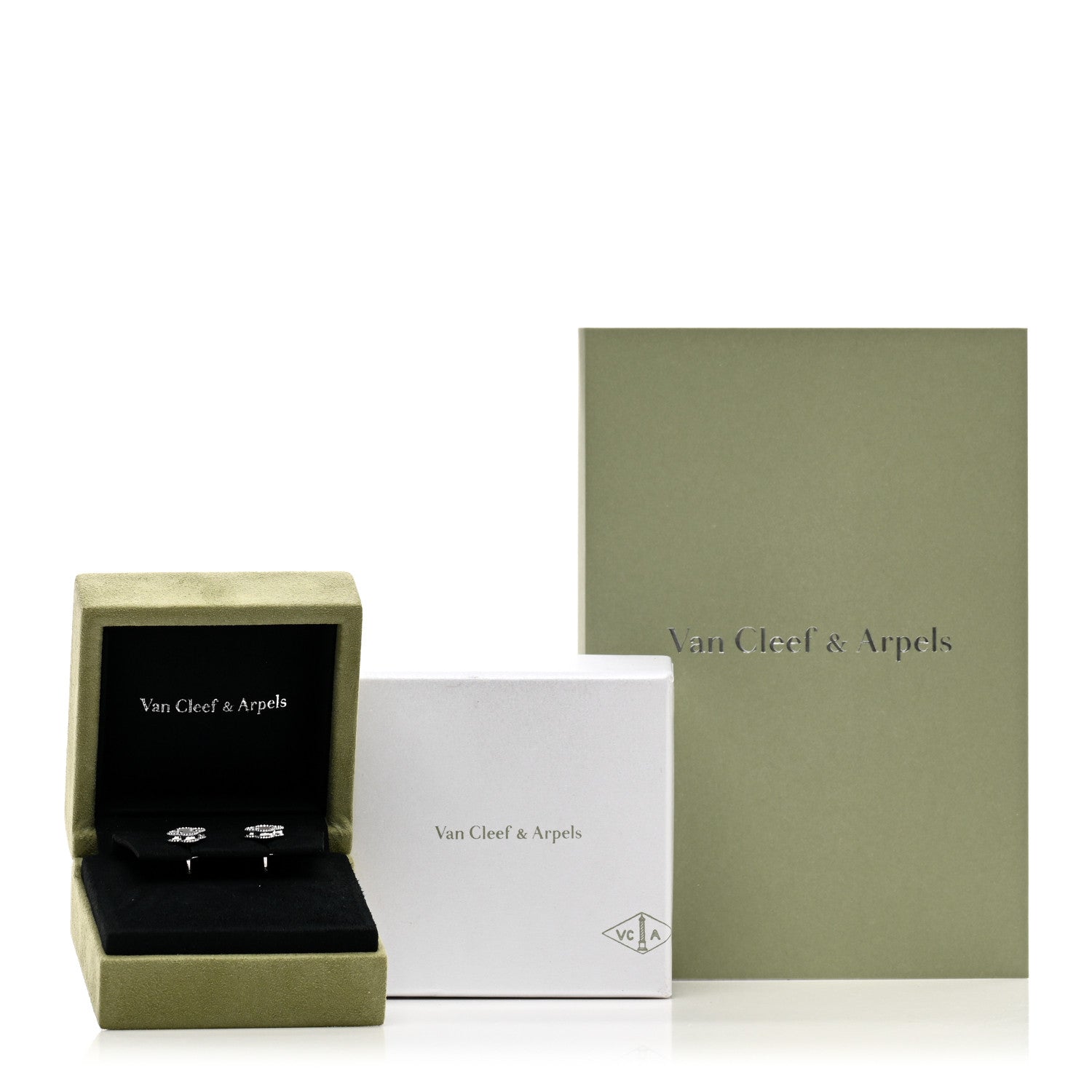 Van Cleef & Arpels 18K White Gold Mother of Pearl Sweet Alhambra Earrings 5 of 5