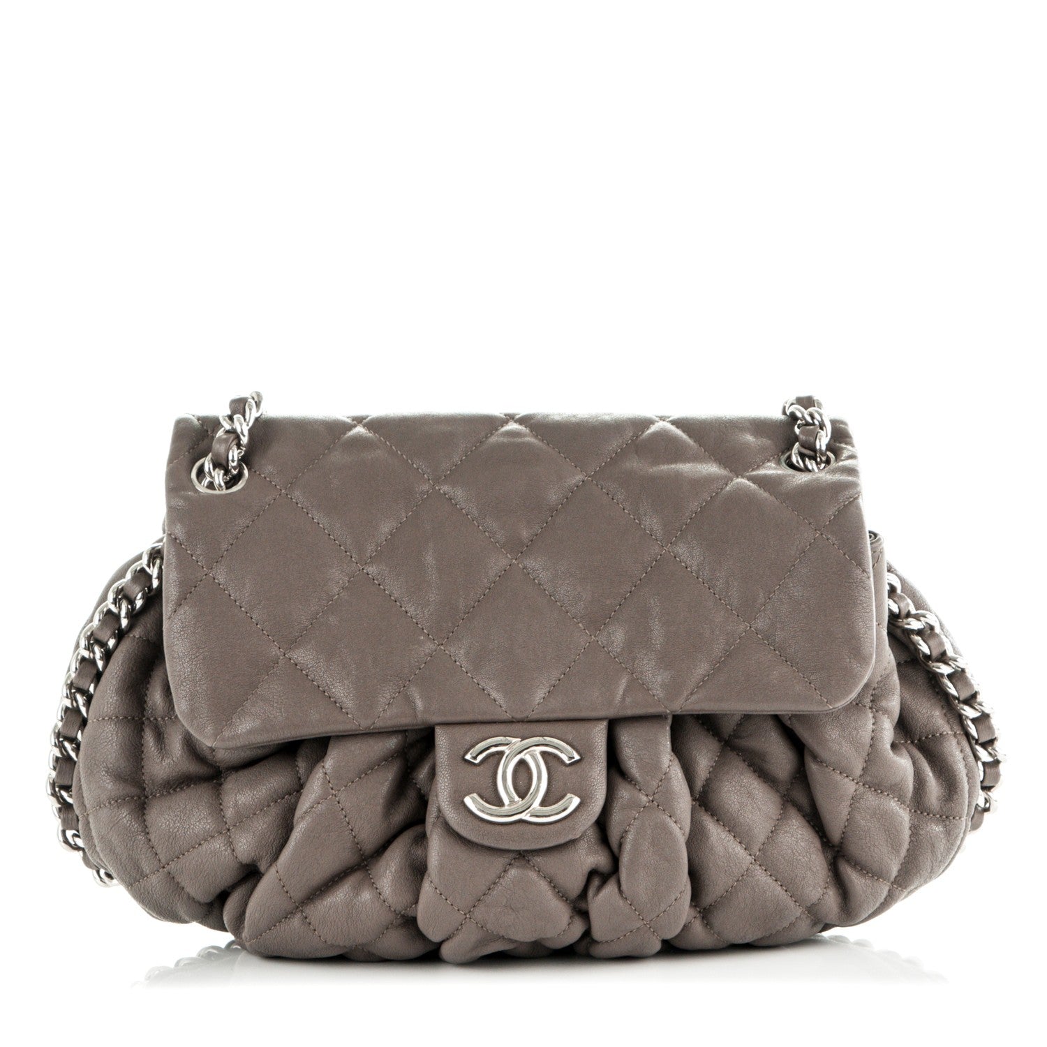 Chanel Washed Lambskin Quilted Medium Chain Around Messenger Taupe 1 of 7
