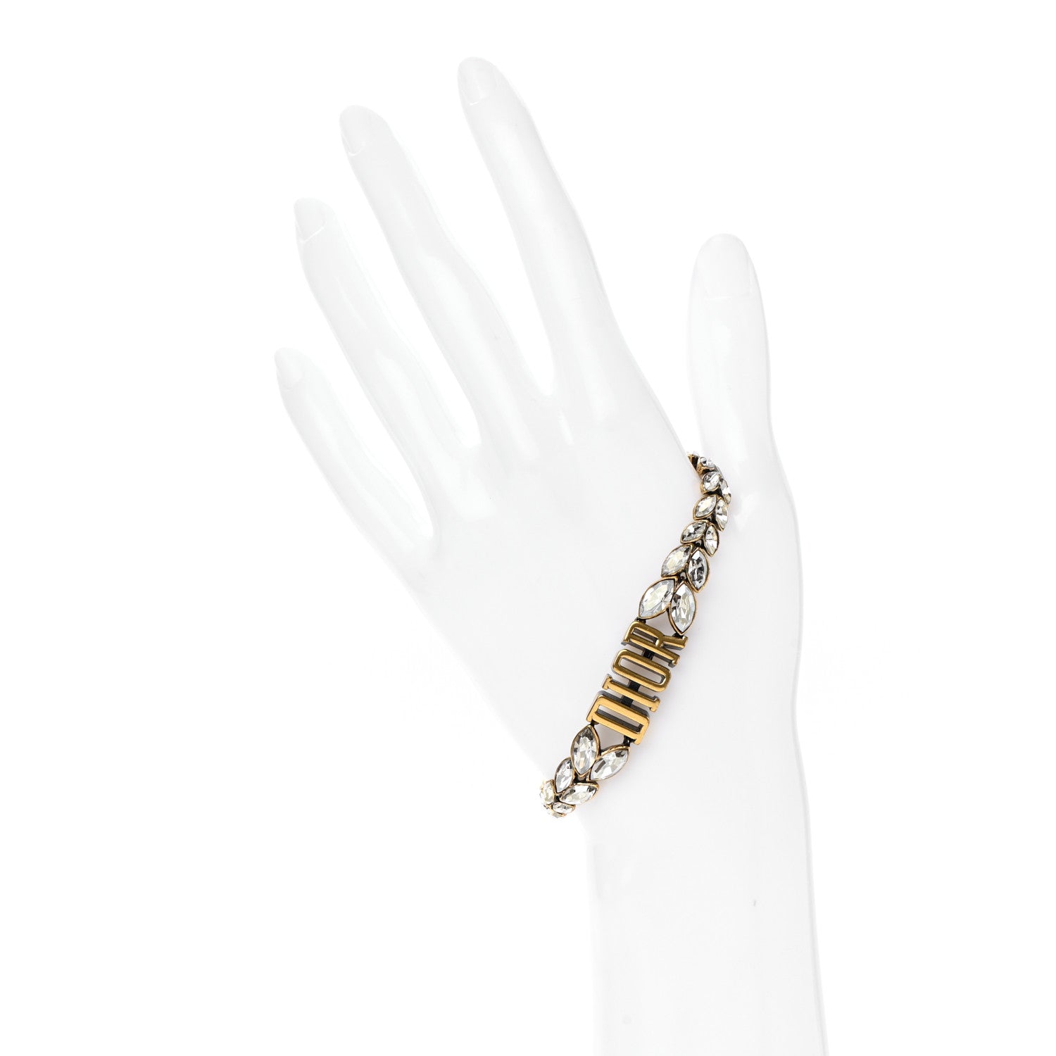 Christian Dior Crystal Metal Logo Dio(r)evolution Bracelet Aged Gold 2 of 5