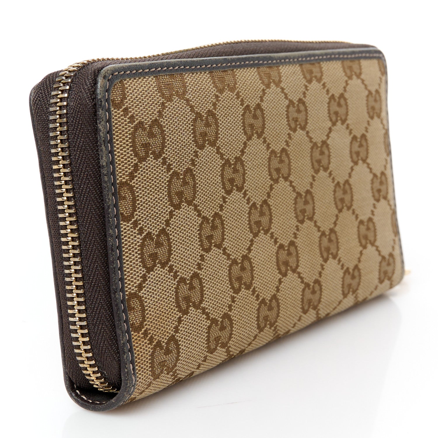 Gucci Monogram Margaux Calfskin Lovely Zip Around Wallet Beige Ebony Cocoa 3 of 8