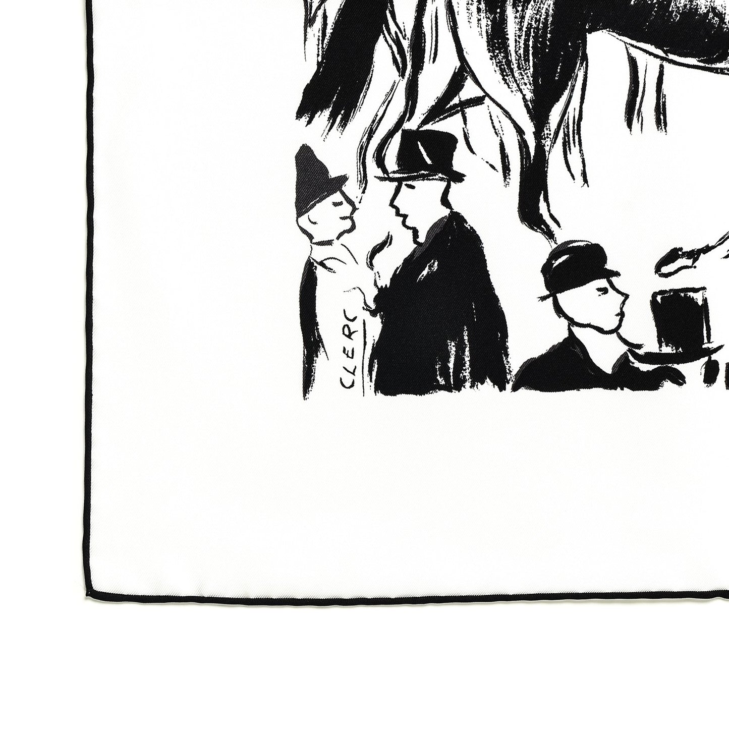 Silk Paddock Scarf 90 Blanc Noir Blanc